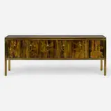 Bernhard Rohne, Cabinet, c. 1980, acid-etched, patinated, and enameled bronze, gilt wood