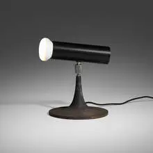 Table lamp, model 568/n by Gino Sarfatti, 1961, crackle-lacquered steel, lacquered aluminum, aluminum, sold Jul 2024