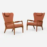 Adrian Pearsall, Wingback armchairs, pair