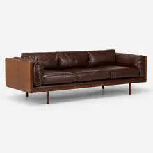 Sofa, model 2165 by Milo Baughman, 1968, rosewood, leather, sold Jul 2024