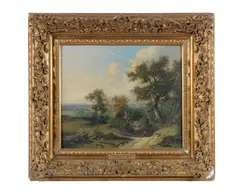 John Berney Ladbrooke, A figure on a country path, oil on panel