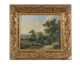 John Berney Ladbrooke, A figure on a country path, oil on panel