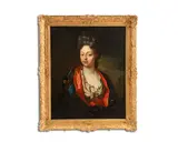 Herman van der Mijn, Portrait of a lady, bust-length, in an embroidered coat, oil on canvas