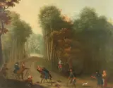 Bandits in a landscape by English School, oil on canvas, sold Jul 2016