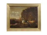 A drover with her herd in a landscape by Hendrick ten Oever, oil on panel, sold Jul 2016