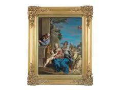 Roman School, The Holy Family with the Infant Saint John and angels, oil on canvas