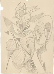 Ernst Wilhelm Nay, Hirte, 1948, Bleistift auf festem Papier
