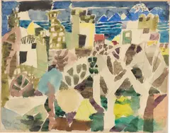 Eduard Bargheer, Sant Angelo d'Ischia, 1957, Aquarell über Bleistift auf dünnem Pergaminbütten