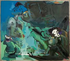Lambert Maria Wintersberger, Die Perlentaucherin, 1984, Öl auf Rupfen