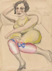 Kurt Günther, Bruni, 1921, Gouache, Deckweiß, Kreide in Schwarz und Bleistift auf leichtem Karton