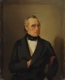Moritz Daniel Oppenheim, Portrait eines sitzenden Mannes mit Brille, 1854, Öl auf Holz