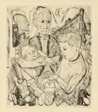 Max Beckmann, Familienszene (Familie Beckmann), 1918, Kaltnadel auf Japan