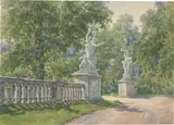 Ernst Erwin Oehme, Der Große Garten in Dresden, Aquarell und Kreide über Bleistift auf Velin