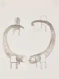 Ohne Titel by Rosemarie Trockel, 1984, Filzstift, Aquarell und Deckweiß auf Papier (aus einem Skizzenblock), sold Jan 2025