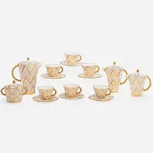 Rare Cubist coffee and tea service for six by Pavel Janak, Czechoslovakia, sold May 2019