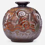 Mougin, Fine Art Deco Vase With Nudes