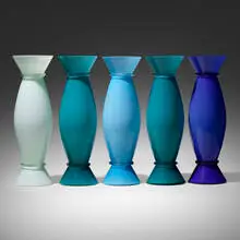 Alessandro Mendini, Acco vases, set of five, 2001-2002, incamiciato glass