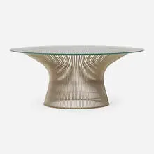Coffee table by Warren Platner, chrome-plated steel, glass, sold Jul 2024