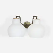 Vilhelm Lauritzen, Christiansborg sconce, c. 1955, frosted glass, brass