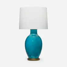Jean Besnard, Table lamp, 1925, glazed earthenware, brass