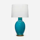 Jean Besnard, Table lamp, 1925, glazed earthenware, brass