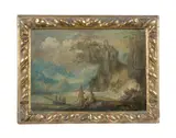 Figures in Italianate river landscapes by called Lissandrino Alessandro Magnasco, a pair, oil on canvas, sold Jul 2016