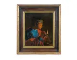 Hendrick ter Brugghen, A boy lighting a pipe, oil on panel