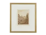 Victor-Jean Nicolle, Rua Nova dos Ingleses, Porto, black chalk and brown wash heightened with white on paper