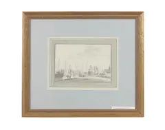 Cornelis Pronk, Haven van Nieukerk, pen and black ink and wash on paper