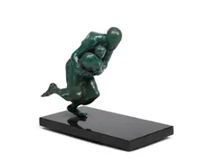 Stella Shawzin, A bronze figural group 'Running figure with child'