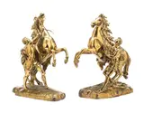 Guillaume Coustou the Elder, pair of late 19th century gilt bronze models of the 'Marley Horses', gilt bronze