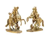 Guillaume Coustou the Elder, pair of large late 19th century gilt bronze models of the 'Marley Horses', gilt bronze