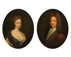Frederick Kerseboom, Portrait of a gentleman, half-length; and Portrait of a lady, half-length, a pair, oil on canvas, ovals
