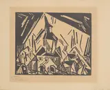 Lyonel Feininger, Rathaus von Zottelstedt, 2, 1918, Holzschnitt auf Papier