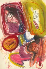 Walter Stöhrer, Ohne Titel, 1964, Acryl, Deckweiß, Wachskreide und Tuschfeder auf Velin