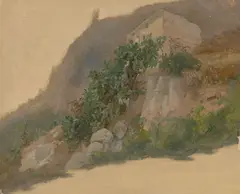Eduard Wilhelm Pose, Opuntienhang in Italien, Um 1845, Öl auf Papier