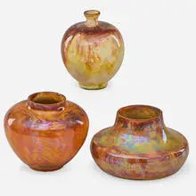 Theophilus A. Brouwer, Three small flame-painted vases