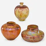 Theophilus A. Brouwer, Three small flame-painted vases