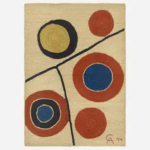 Floating Circles tapestry by Alexander Calder, 1974, hand-woven maguey fiber, sold Jun 2024