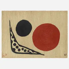 Moon tapestry by Alexander Calder, 1975, hand-woven maguey fiber, sold Jun 2024