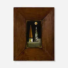 Richard Blow, Untitled (Two Spires), c. 1960, hand-cut hardstone inlay in artist-made frame