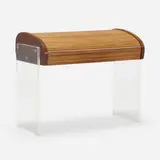 Vladimir Kagan, Roll-top desk, model P 902, c. 1965, walnut, aluminum, acrylic, leather