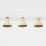 Paavo Tynell, Ceiling lamps model 2262, set of three, c. 1950, enameled steel, brass, glass