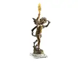 August Moreau, early 20th century French patinated and parcel gilt bronze figure of a putto, parcel gilt bronze