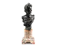 Georges Van der Straeten, small bronze bust of a Belle Epoque maiden, bronze