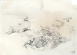 Edward Lear, Study of figures and foliage at Frascati