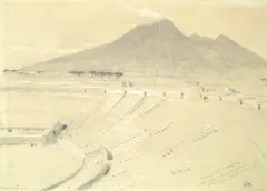 Albert Goodwin Rws, Amphitheatre of Pompeii with Vesuvius beyond