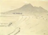 Albert Goodwin Rws, Amphitheatre of Pompeii with Vesuvius beyond