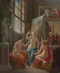 Dänisch, um 1840, Im Künstleratelier (Das Urteil des Paris), Öl auf Leinwand