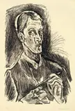 Oskar Kokoschka, Selbstbildnis (Brustbild mit Zeichenstift)